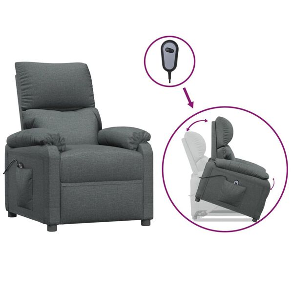 vidaXL Sill&oacute;n elevable tela gris oscuro