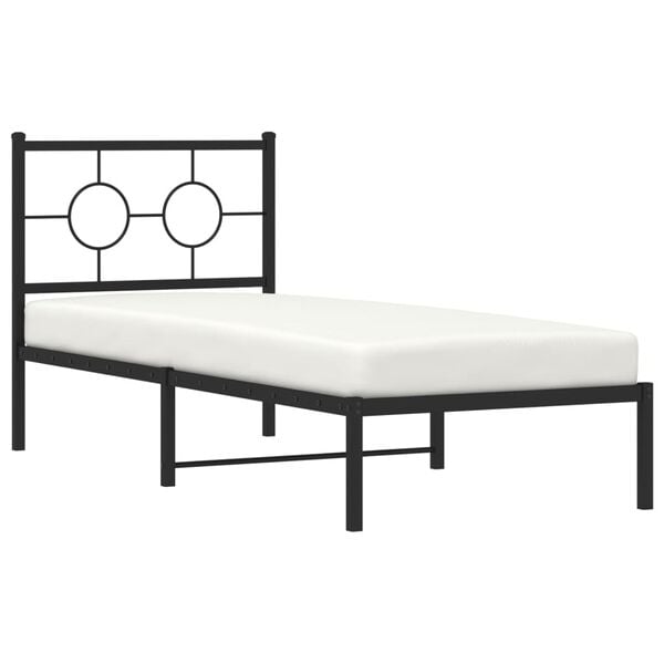 vidaXL Estructura cama sin colchón con cabecero metal negro 80x200 cm