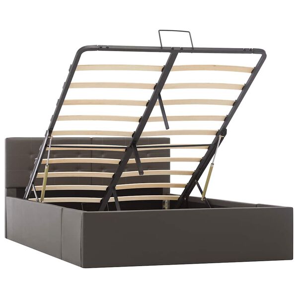 vidaXL Cama canap&eacute; hidr&aacute;ulica cuero sint&eacute;tico gris 120x200 cm