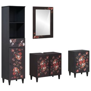 vidaXL Juego de Muebles de Ba&ntilde;o con caj&oacute;n 4 pcs Madera de mango maciza