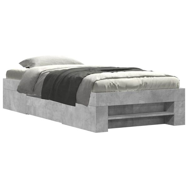 vidaXL Estructura de cama madera de ingenier&iacute;a gris hormig&oacute;n 100x200cm