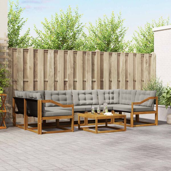 vidaXL Conjunto de sof&aacute;s de exterior 7 pcs Gris Natural y Claro