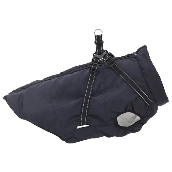 vidaXL Abrigo perro con arn&eacute;s impermeable reflectante L44 azul marino