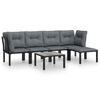 vidaXL Juego de muebles de jard&iacute;n 6 pzas rat&aacute;n sint&eacute;tico negro y gris