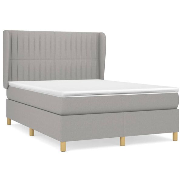vidaXL Cama box spring con colch&oacute;n tela gris claro 140x200 cm