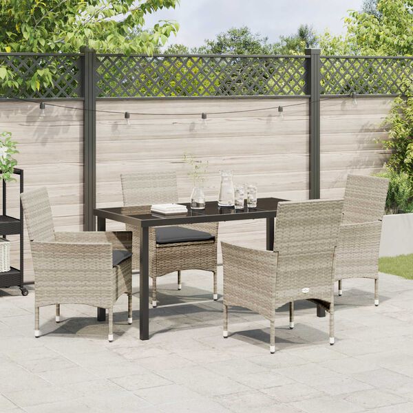 vidaXL Conjunto de Comedor de Jard&iacute;n 5 pcs Gris Claro rat&aacute;n sint&eacute;tico