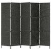 vidaXL Biombo divisor 5 paneles jacinto de agua negro 193x160 cm