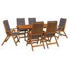 vidaXL Conjunto de comedor exterior con parasol 8 uds. Gris antracita