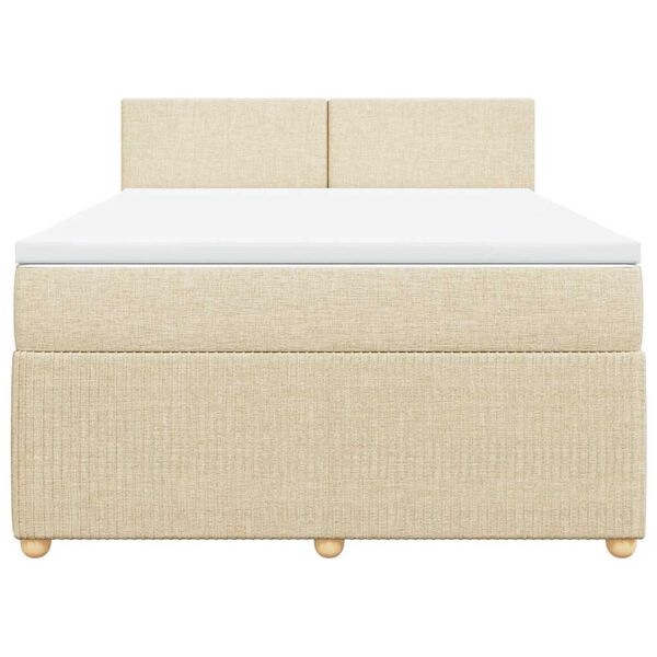 vidaXL Cama box spring con colch&oacute;n tela color crema 140x200 cm