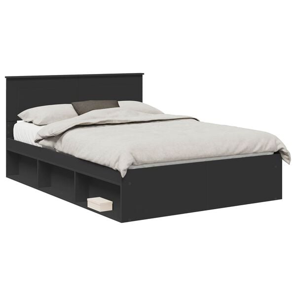 vidaXL Estructura de cama Negro 150 x 200 cm Madera de ingenier&iacute;a