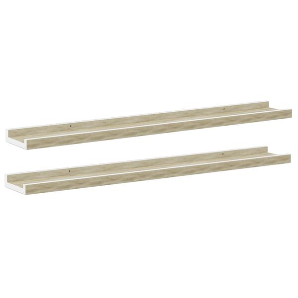 vidaXL Estantes de pared 2 unidades blanco y roble Sonoma 80x9x3 cmm