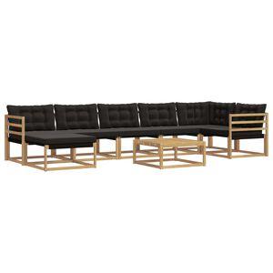 vidaXL Conjunto de sof&aacute;s de exterior 8 uds. Blanco y Negro