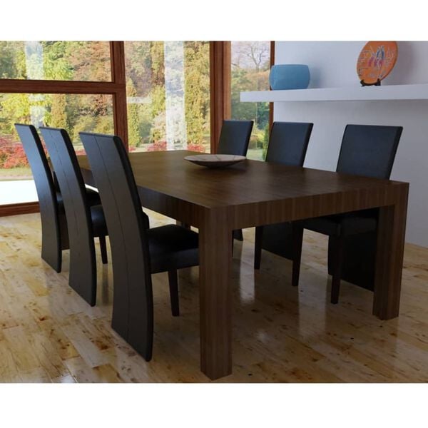 vidaXL Sillas de comedor 6 unidades cuero sint&eacute;tico negro