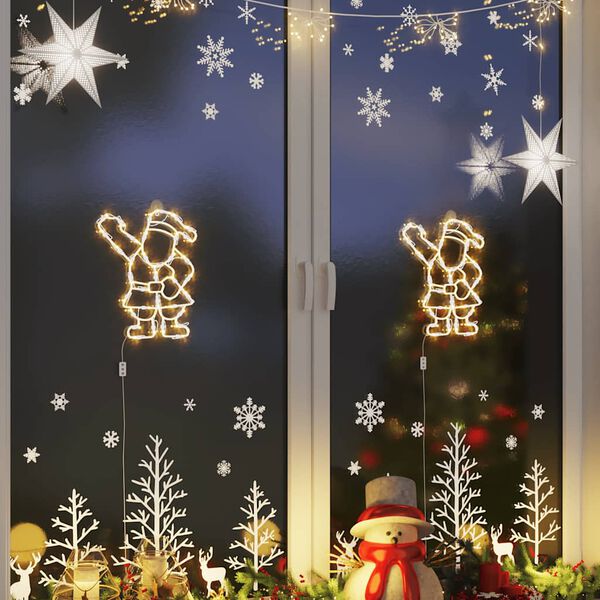 vidaXL Luces de Navidad Santa Silueta 2 piezas 35 LEDs blanco c&aacute;lido