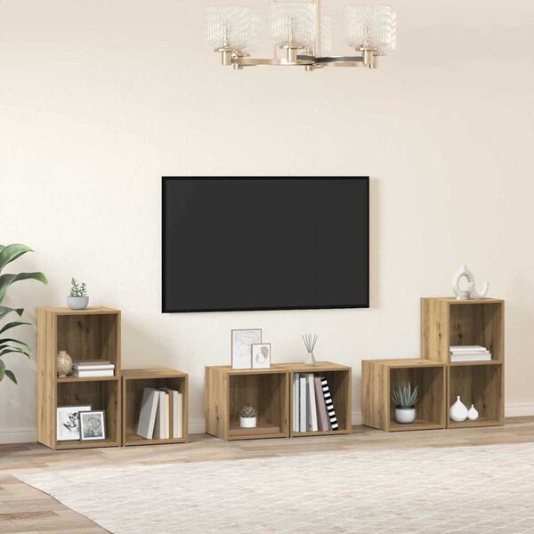 vidaXL Conjunto de mueble de TV 6 pcs Roble artesanal