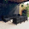 vidaXL Muebles de jard&iacute;n 10 pzas y cojines negro madera maciza de pino