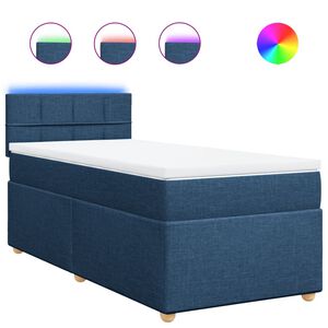 vidaXL Cama box spring con colch&oacute;n tela azul 80x200 cm
