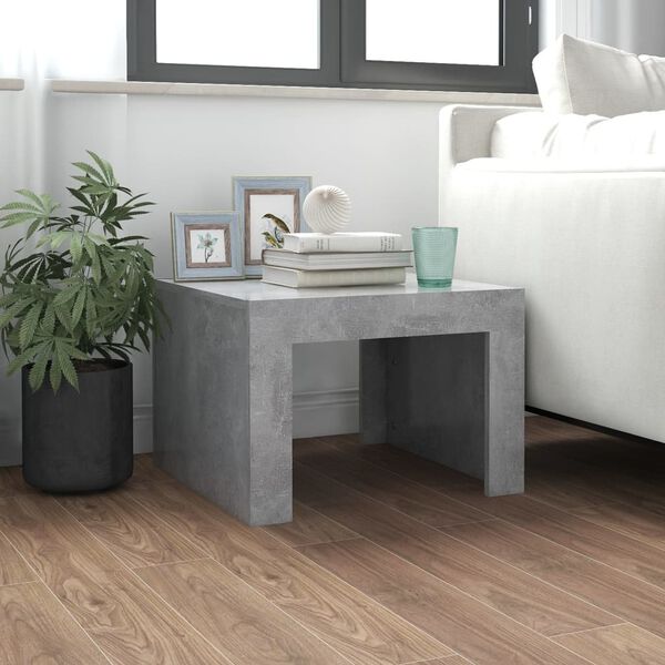 vidaXL Mesa de centro madera contrachapada gris hormig&oacute;n 50x50x35 cm