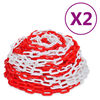 vidaXL Cadenas de advertencia 2 unidades pl&aacute;stico rojo y blanco 30 m