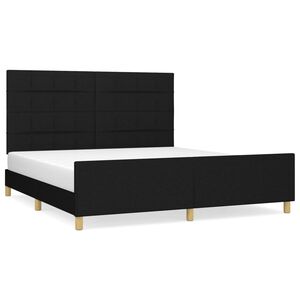 vidaXL Cama sin colch&oacute;n tela negro 180x200 cm