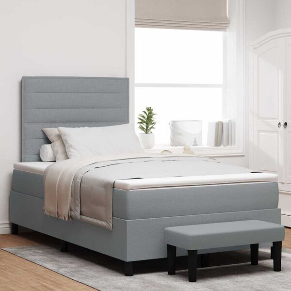 vidaXL Cama tipo Box Spring con colch&oacute;n Gris Claro 120 x 200 cm tela