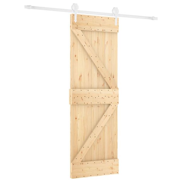 vidaXL Puerta corredera con herrajes madera maciza de pino 70x210 cm
