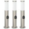 vidaXL Balizas de luz con toma de corriente, 3 unidades, 50 cm, acero inoxidable, IP44