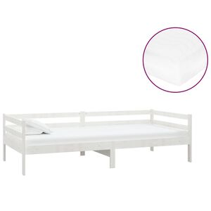 vidaXL Sof&aacute; cama con colch&oacute;n madera de pino maciza blanco 90x200 cm
