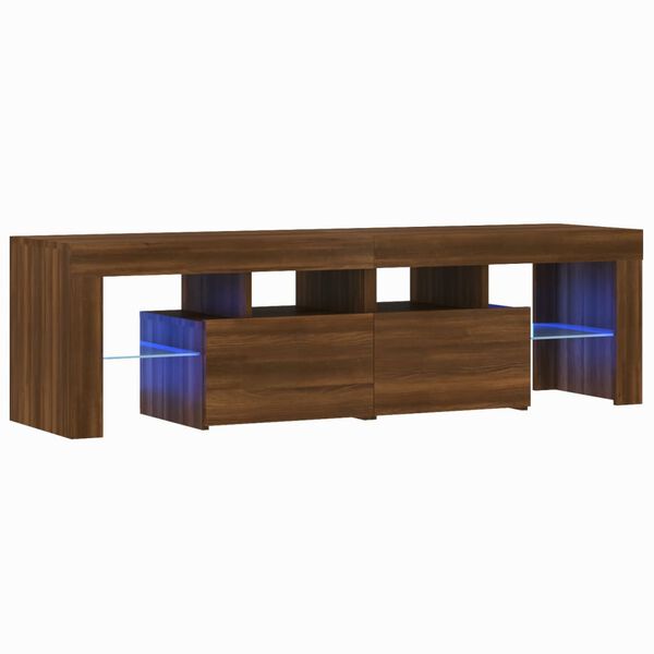 vidaXL Mueble de TV con luces LED marr&oacute;n roble 140x36,5x40 cm