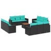 vidaXL Set de sof&aacute;s de jard&iacute;n y cojines 13 pzas rat&aacute;n sint&eacute;tico negro