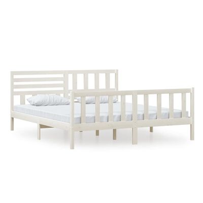 vidaXL Estructura cama de madera maciza blanca super king 180x200 cm