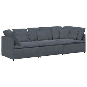 vidaXL Sof&aacute; modular con cojines terciopelo gris oscuro