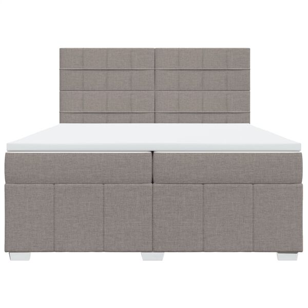 vidaXL Cama box spring con colch&oacute;n tela gris taupe 200x200 cm