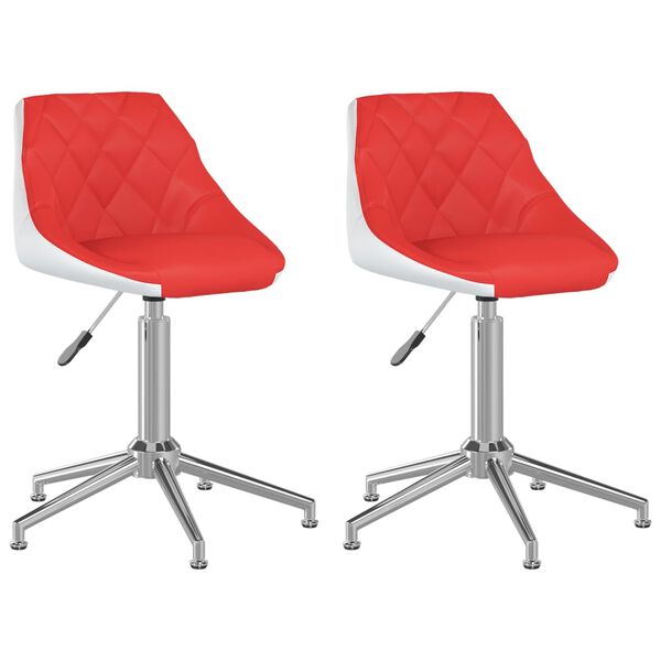 vidaXL Sillas de comedor giratorias 2 uds cuero sint&eacute;tico rojo y blanco