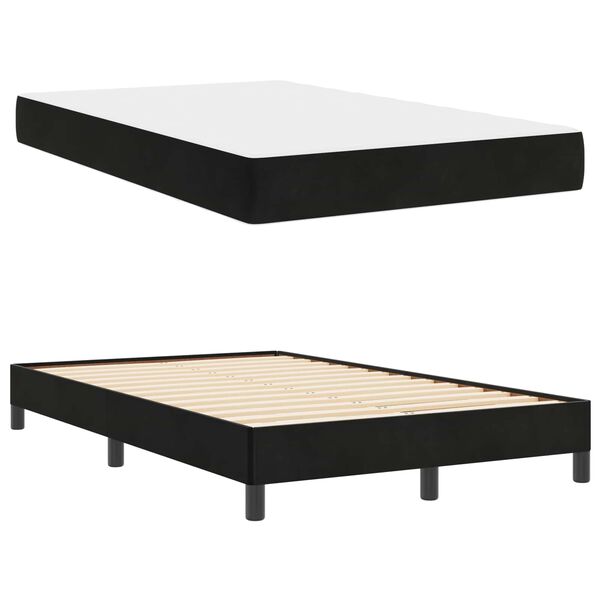vidaXL Cama tipo Box Spring con colchón Negro 120 x 190 cm tela