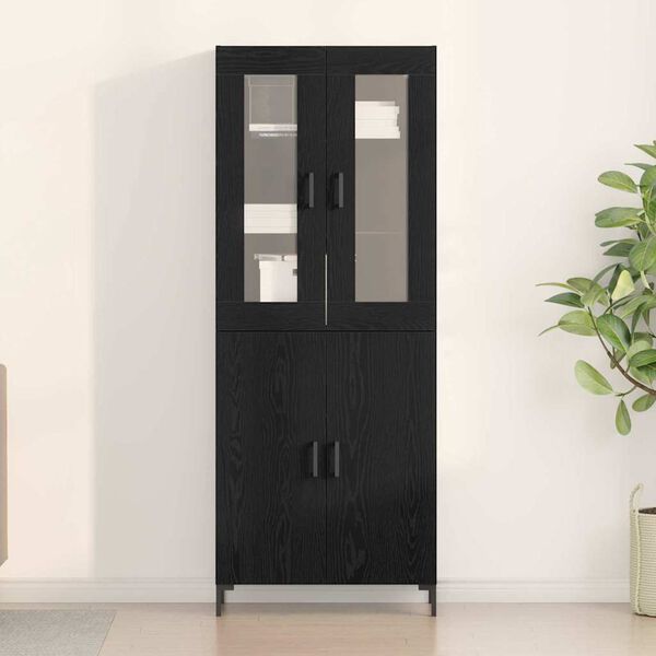 vidaXL Aparador alto 2 pcs Roble negro 69,5 x 34 x 180 cm