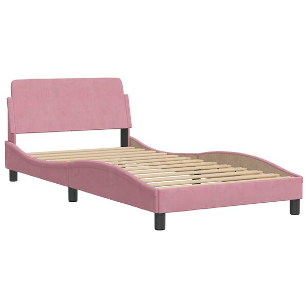 vidaXL Estructura de cama sin colch&oacute;n terciopelo rosa 100x200 cm