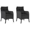 vidaXL Sillones de jard&iacute;n con cojines 2 uds rat&aacute;n sint&eacute;tico negro