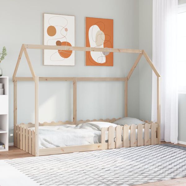 vidaXL Cama con forma de casa para niños madera maciza pino 90x200 cm