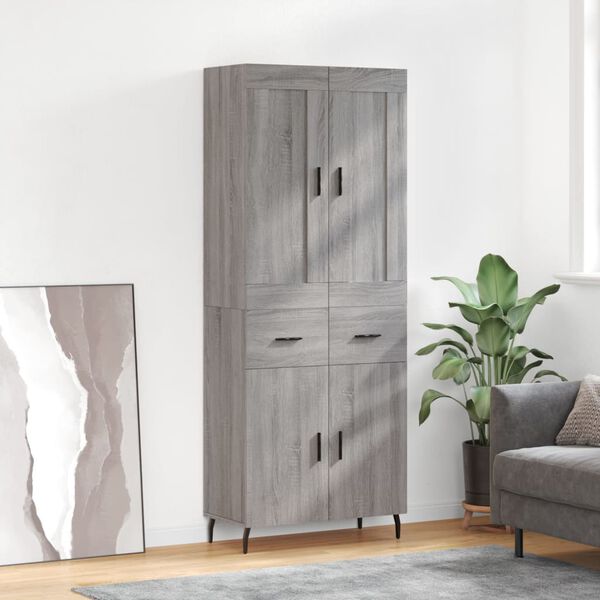 vidaXL Aparador alto madera contrachapada gris sonoma 69,5x34x180 cm