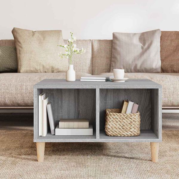 vidaXL Mesa de centro madera contrachapada gris Sonoma 60x50x36,5 cm