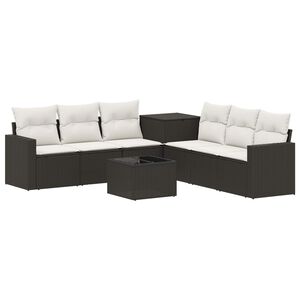 vidaXL Juego de Sof&aacute; 8 uds. Negro y Blanco Crema