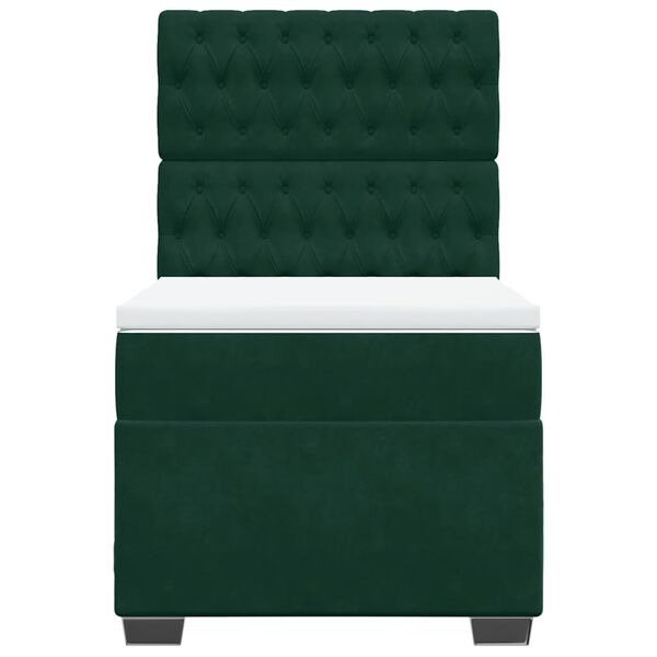 vidaXL Cama box spring con colch&oacute;n terciopelo verde oscuro 80x200 cm