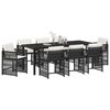 vidaXL Conjunto de Comedor de Jard&iacute;n 9 pcs Negro rat&aacute;n sint&eacute;tico