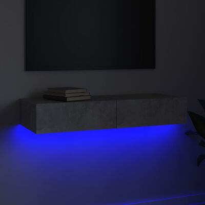 vidaXL Mueble para TV con luces LED gris hormigón 90x35x15,5 cm