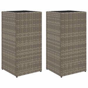 vidaXL Jardineras 2 unidades rat&aacute;n sint&eacute;tico gris 30x30x60 cm