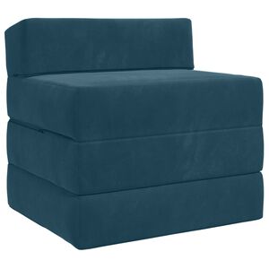 vidaXL Sof&aacute; Cama Plegable Azul 200 x 70 x 15 cm Terciopelo