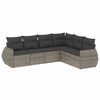 vidaXL Set de muebles de jard&iacute;n 6 pzas y cojines rat&aacute;n sint&eacute;tico gris