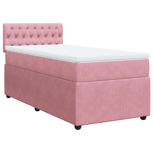 vidaXL Cama box spring con colch&oacute;n terciopelo rosa 90x190 cm