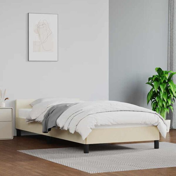 vidaXL Estructura de cama con cabecero sin colchón crema 100x200 cm